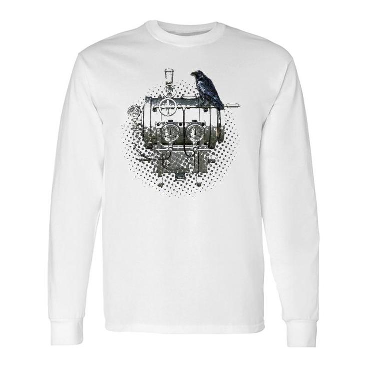 Steampunk Crow Of Mechanical Machines Long Sleeve T-Shirt T-Shirt