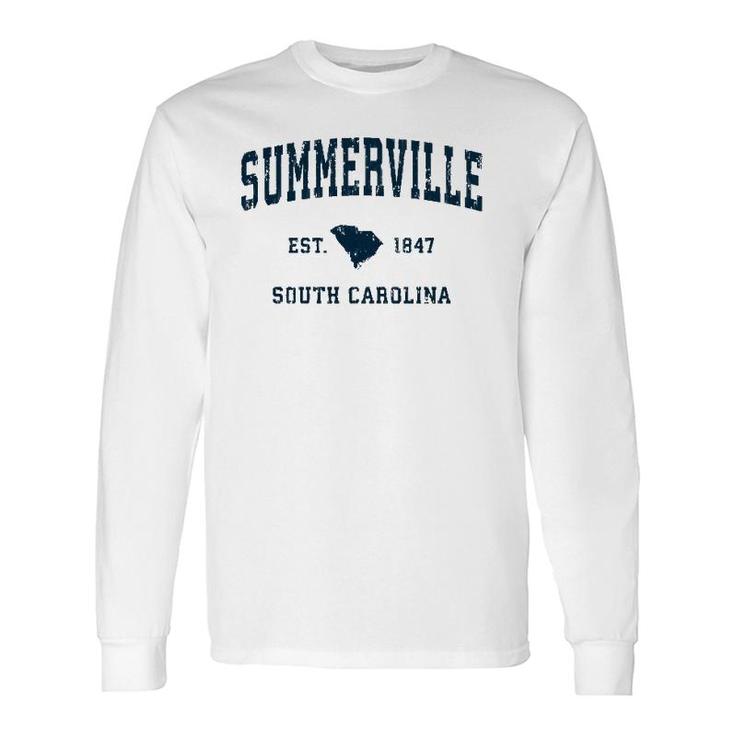 Summerville South Carolina Sc Vintage Sports Navy Print Pullover Long Sleeve T-Shirt