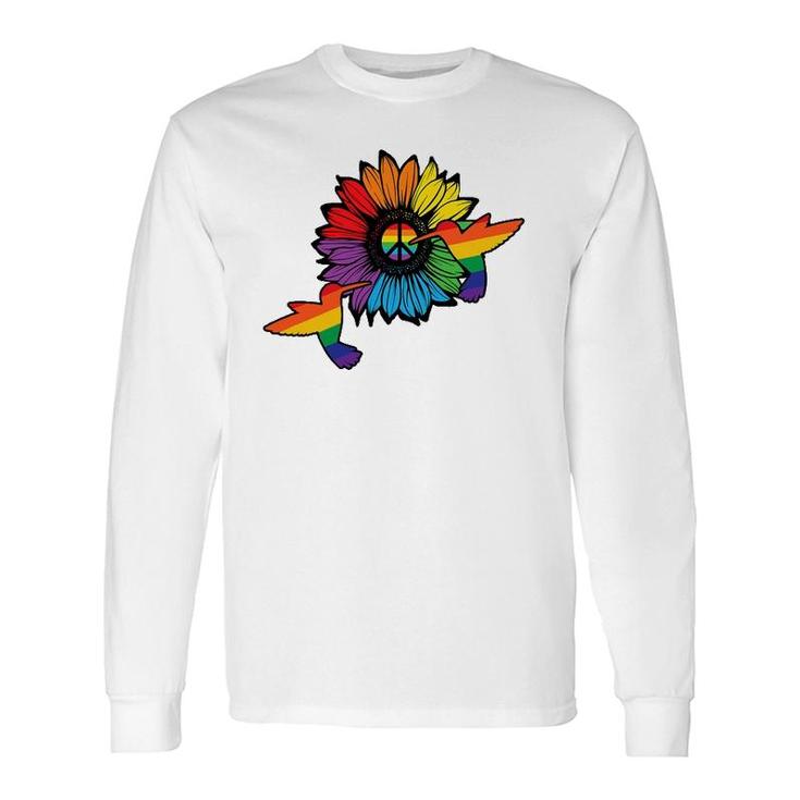 Sunflower Hummingbird Lgbt Flag Gay Pride Month Lgbtq Long Sleeve T-Shirt T-Shirt
