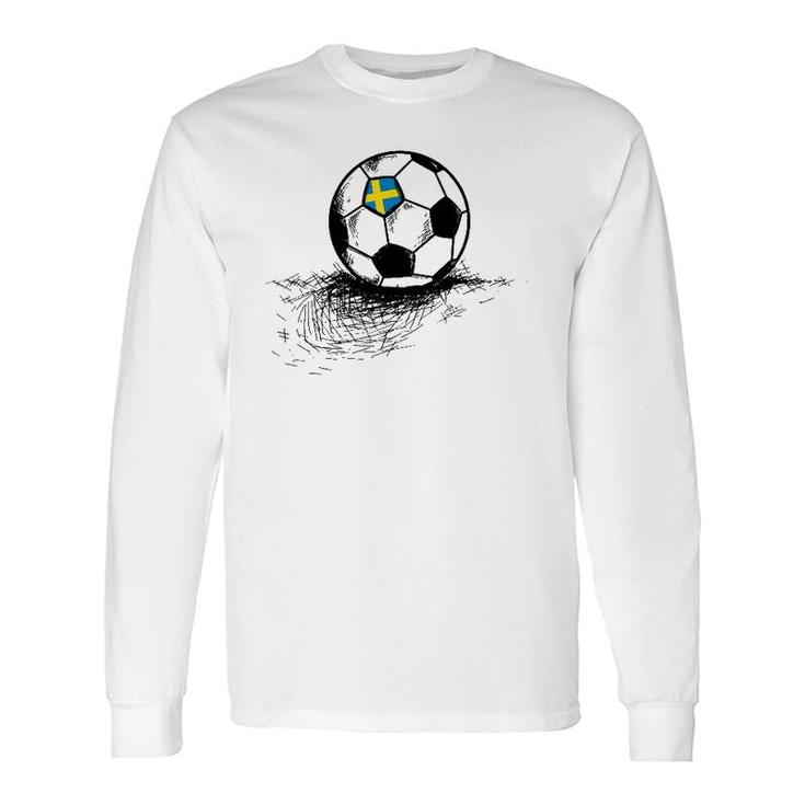 Sweden Soccer Ball Flag Jersey Swedish Football Long Sleeve T-Shirt T-Shirt
