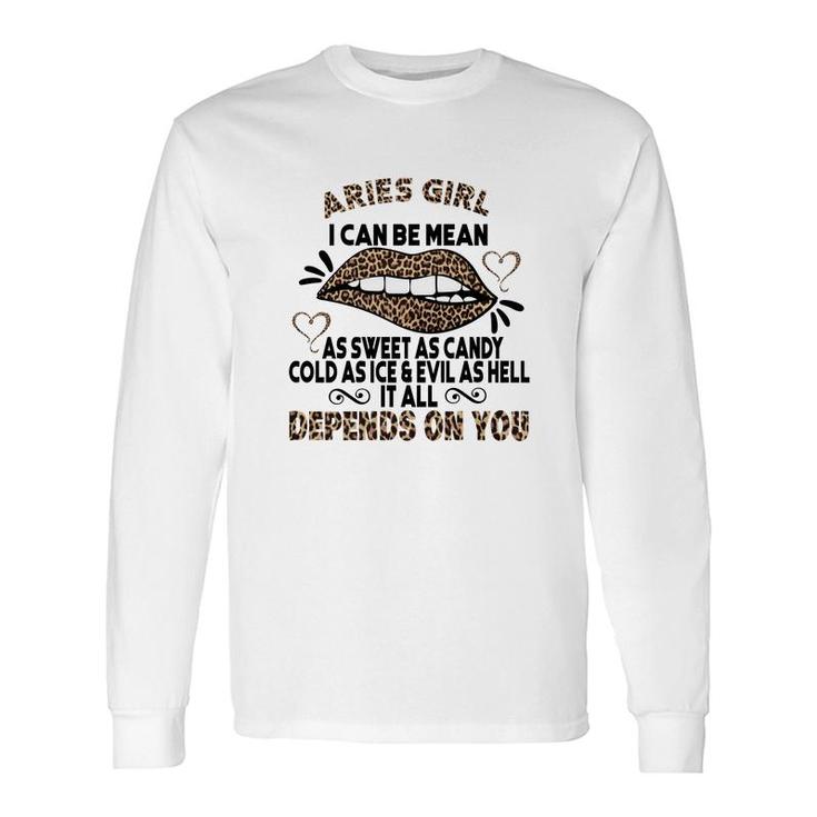 Sweet As Candy Cold As Ice Aries Leopard Aries Girls Birthday Long Sleeve T-Shirt