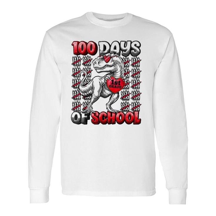 T Rex 100 Days Of School 1St Grade 100 Days Smarter Long Sleeve T-Shirt T-Shirt