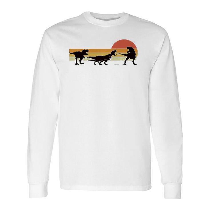 T-Rex Dinosaur Three Retro Sunset -Rex Long Sleeve T-Shirt T-Shirt