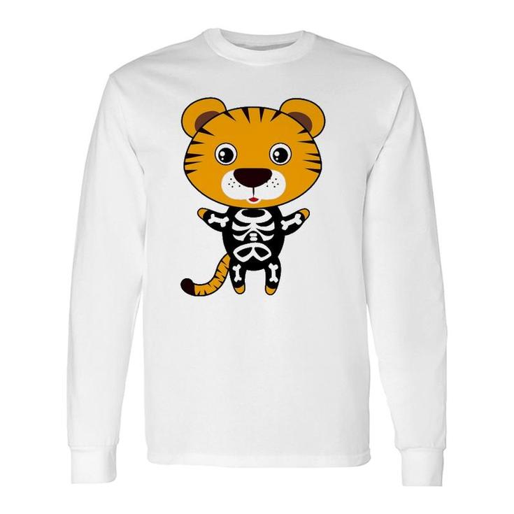 Tiger Skeleton Xray Costume Cute Easy Animal Halloween Long Sleeve T-Shirt T-Shirt