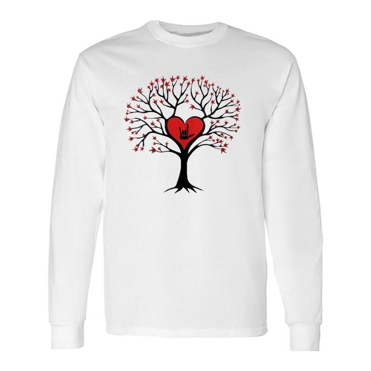 Tree Hearts I Love You Asl Sign Language Valentine's Day Long Sleeve T-Shirt T-Shirt