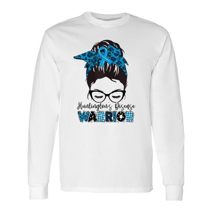 Tu Messy Bun Blue Ribbon Huntington's Disease Awareness Long Sleeve T-Shirt T-Shirt