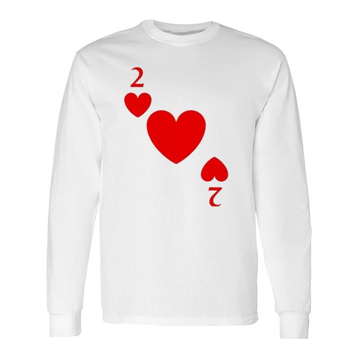 Two Of Hearts Costume Halloween Deck Of Cards Long Sleeve T-Shirt T-Shirt