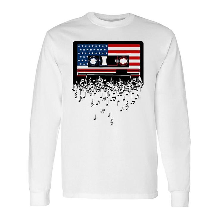 Usa American Flag Music Notes & Retro Cassette 4Th Of July Long Sleeve T-Shirt T-Shirt