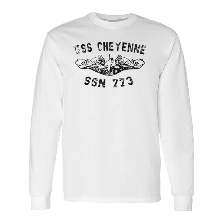 Uss Cheyenne Ssn 773 Attack Submarine Badge Vintage Long Sleeve T-Shirt T-Shirt