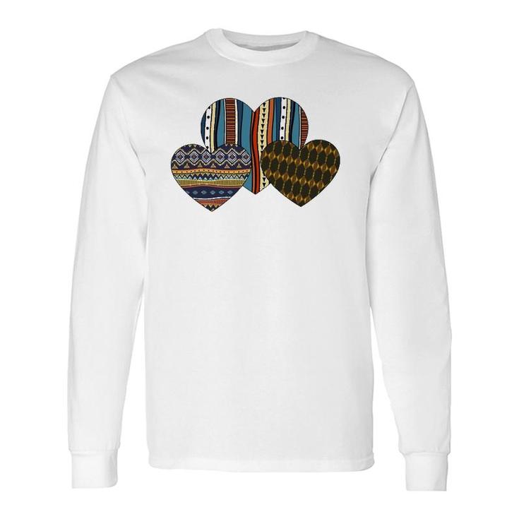 Valentine Three Hearts African American Valentine's Day Long Sleeve T-Shirt T-Shirt