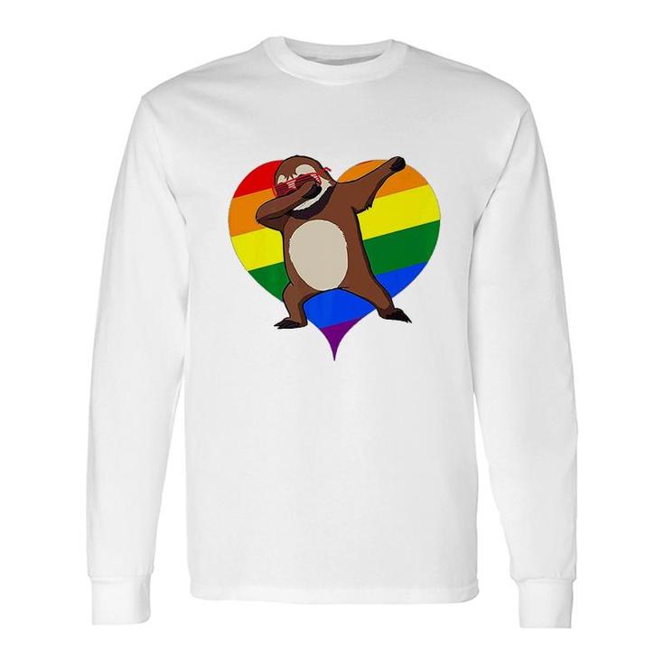 Valentines Day Dabbing Sloth Lgbt Gay Long Sleeve T-Shirt