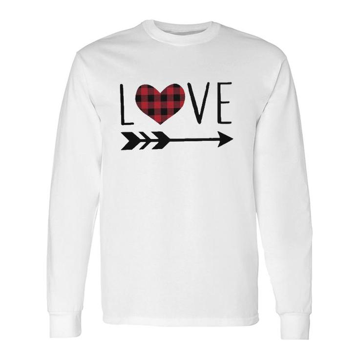Valentine's Day Graphic Tees Cute Buffalo Plaid Long Sleeve T-Shirt T-Shirt
