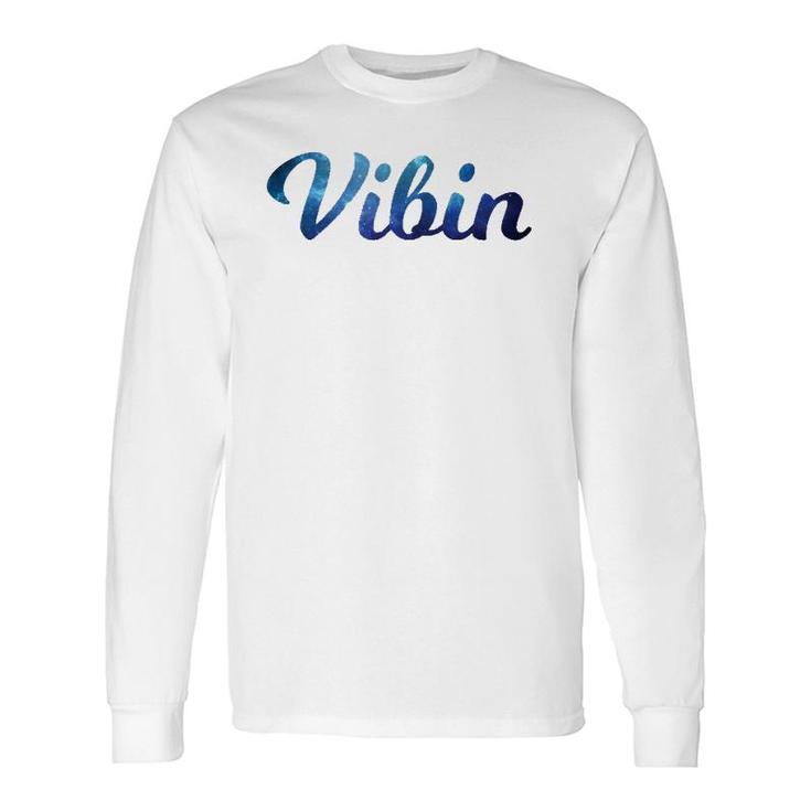 Vibin Colorful Galaxy Chilling Long Sleeve T-Shirt T-Shirt