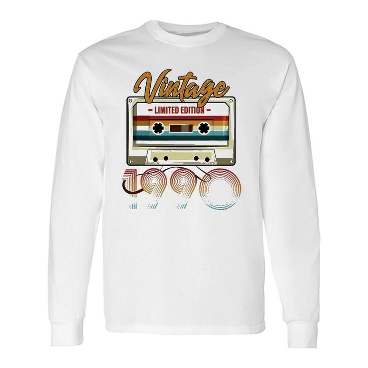 Vintage 1990 32Nd Birthday Cassette Tape For B-Day Long Sleeve T-Shirt