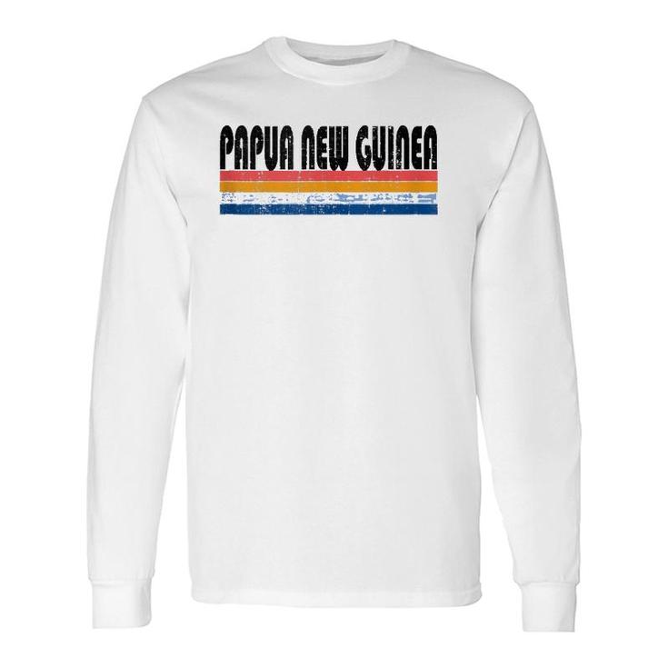 Vintage 70S 80S Style Papua New Guinea Long Sleeve T-Shirt