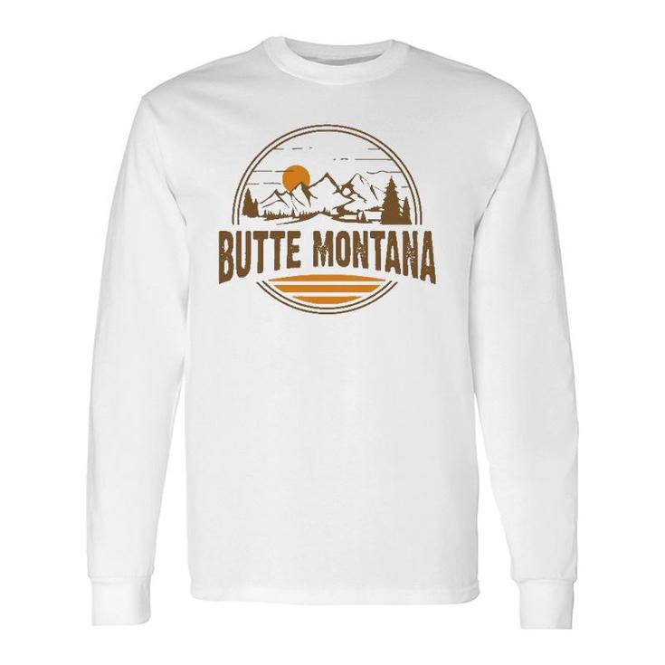 Vintage Butte Montana Mountain Hiking Souvenir Print Long Sleeve T-Shirt T-Shirt