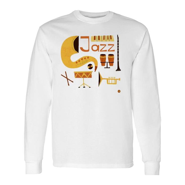 Vintage Jazz Music Musical Instrument Long Sleeve T-Shirt T-Shirt
