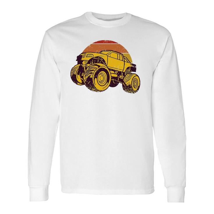 Vintage Monster Truck Retro Sunset Vintage Distressed Long Sleeve T-Shirt
