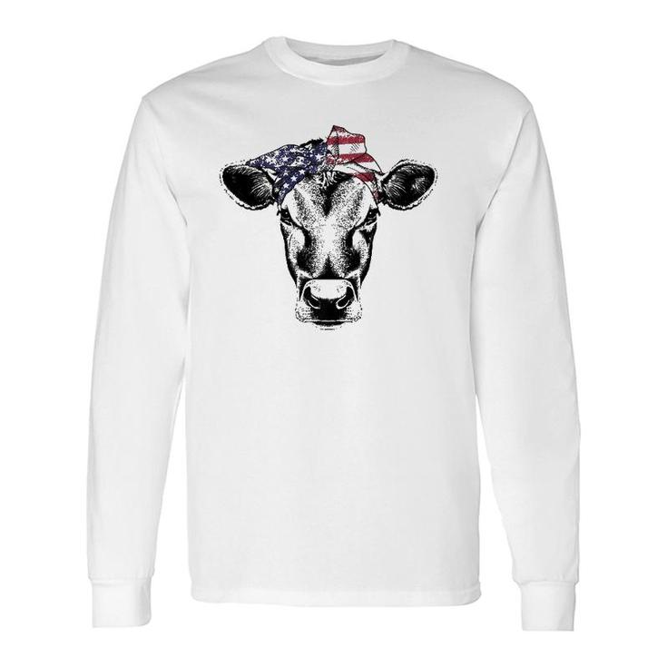 Vintage Patriot Cow Farm 4Th Of July American Flag Long Sleeve T-Shirt T-Shirt
