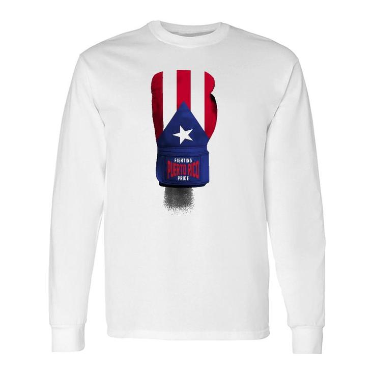 Vintage Puerto Rico Flag Boxing Gloves America Long Sleeve T-Shirt T-Shirt