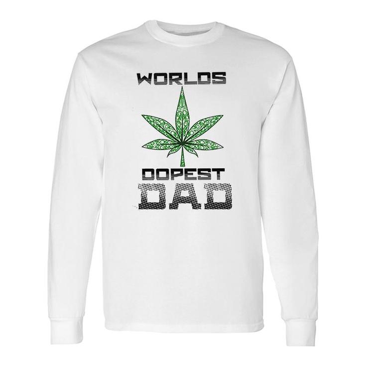 Weed Worlds Dopest Dad Leaf Casual For Men Women Leaf Long Sleeve T-Shirt