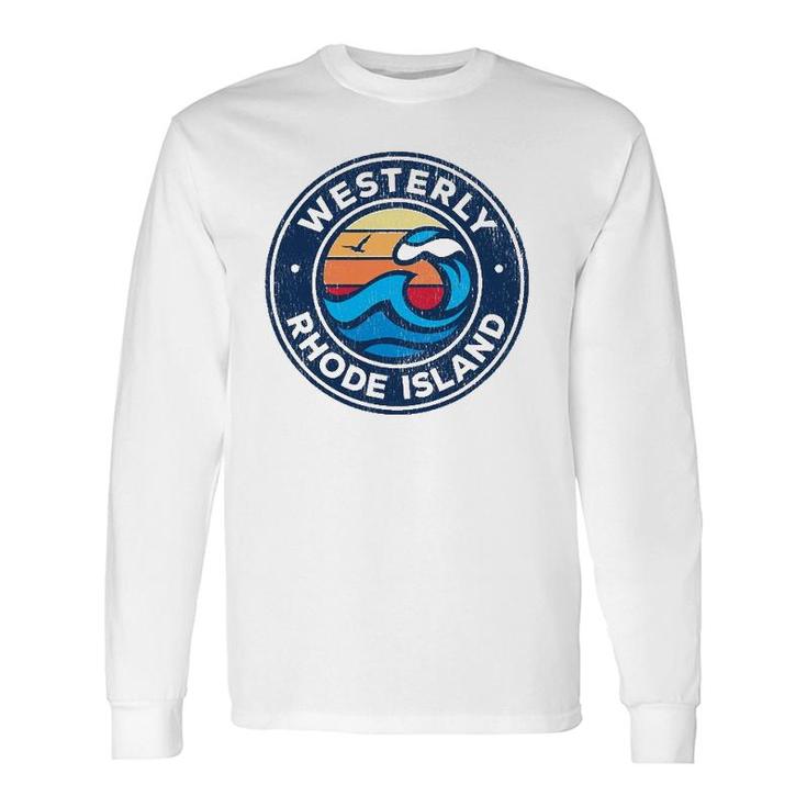 Westerly Rhode Island Ri Vintage Nautical Waves Long Sleeve T-Shirt T-Shirt