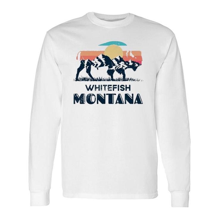 Whitefish Montana Vintage Hiking Bison Nature Long Sleeve T-Shirt T-Shirt