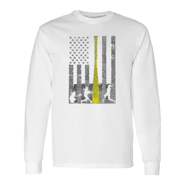 Yellow Softball Flag Long Sleeve T-Shirt