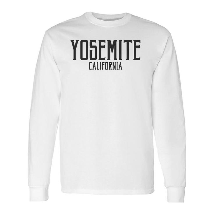 Yosemite California Ca Vintage Text Black With Black Print Long Sleeve T-Shirt T-Shirt