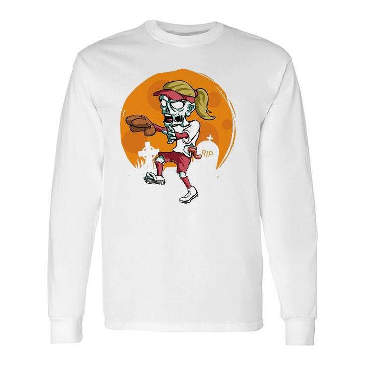 Zombie Softball Sports Halloween Long Sleeve T-Shirt T-Shirt