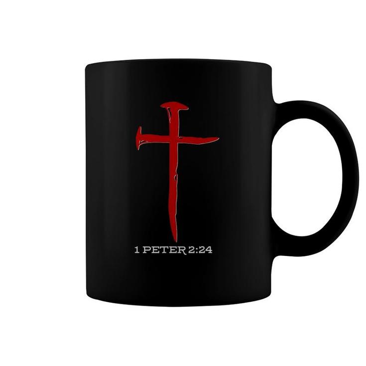 1 Peter 224 Christian Cross Of Nails Coffee Mug