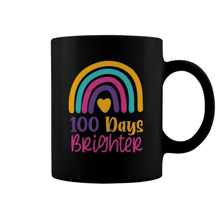 100 Days Brighter Teacher Girls 100 Days Of School Rainbow Coffee Mug