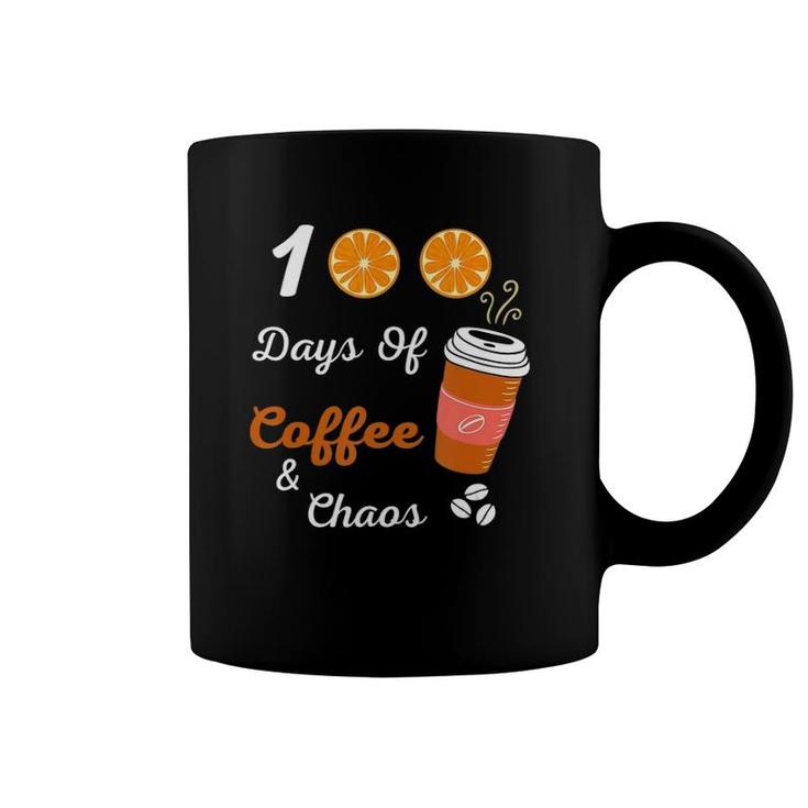 100 Days Of Coffee & Chaos _ 100Th Day School Teacher Coffee Mug