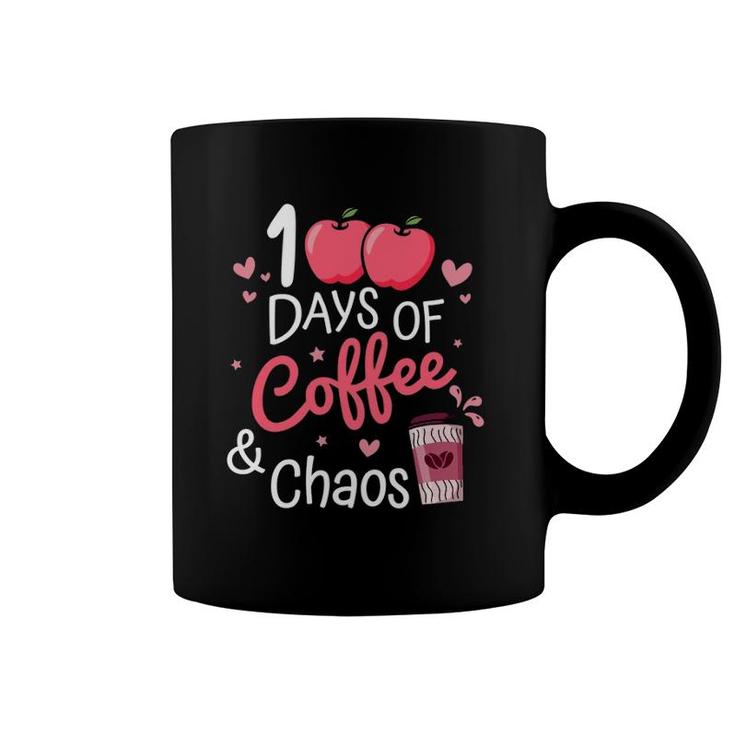 100 Days Of Coffee And Chaos Happy 100Th Day School Teacher Coffee Mug