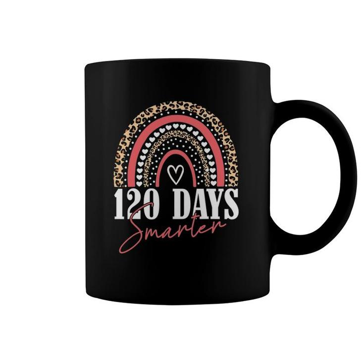 120 Days Smarter Happy 120Th Day Of School Rainbow Leopard Coffee Mug