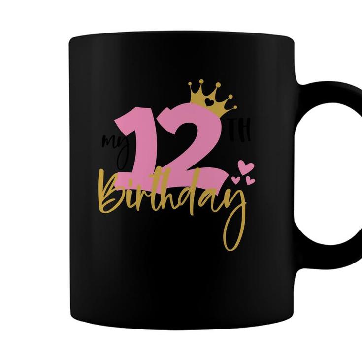 12Th My Birthday Pink And Yellow Heart Pink Coffee Mug