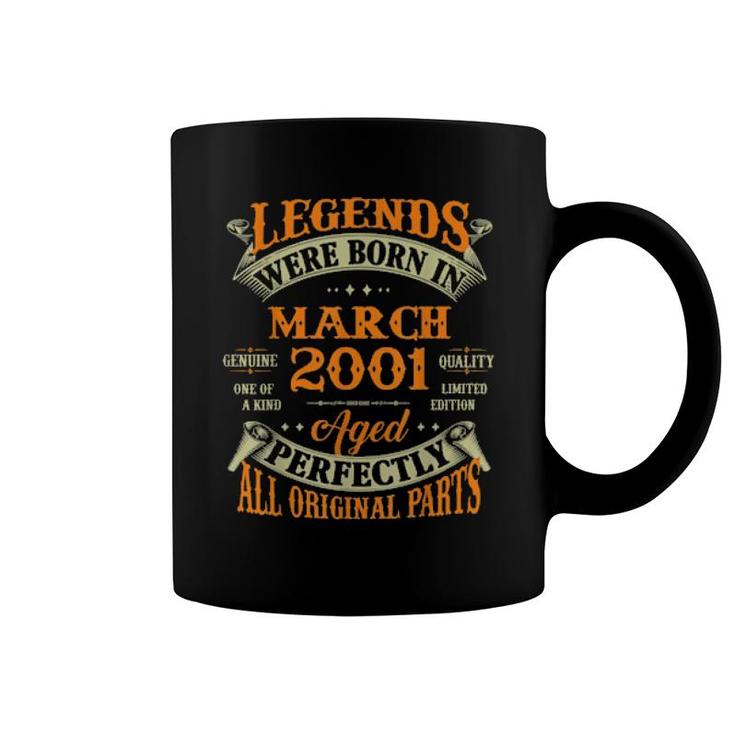 21St Birthday Legends Born In March 2001 21 Years Old  Coffee Mug