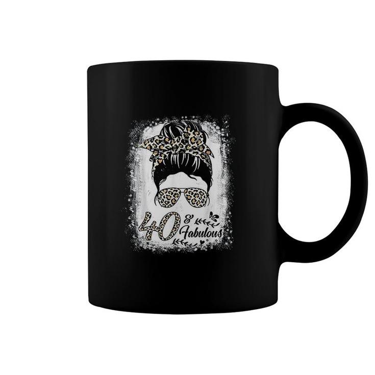 40 Years Old Fabulous Messy Bun Leopard 40th Birthday  Coffee Mug