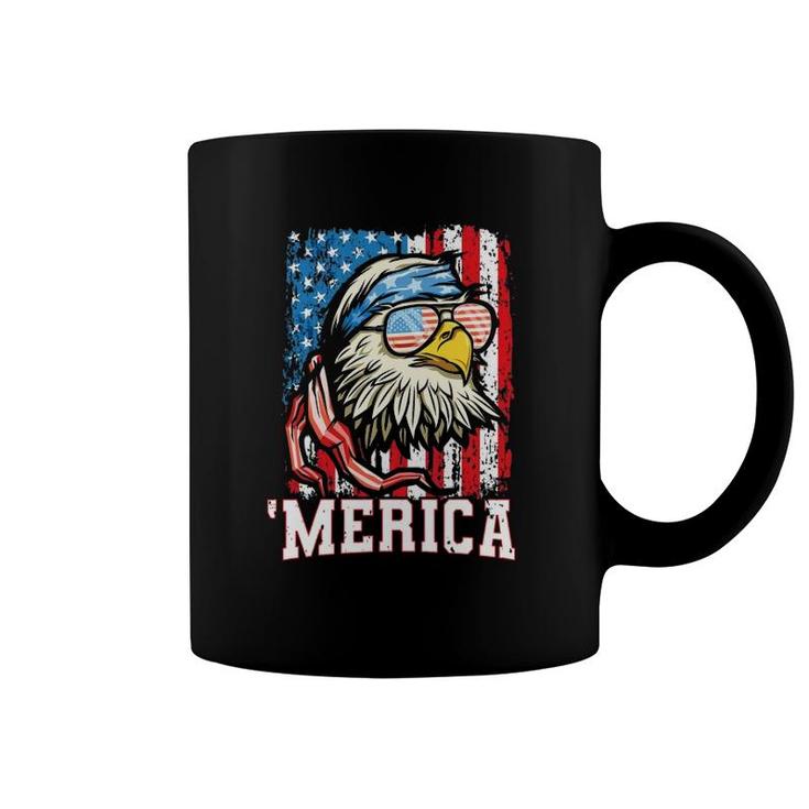 4Th Of July Bald Eagle Usa Flag Patriotic Merica Coffee Mug