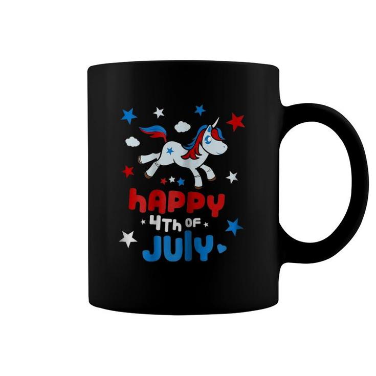 4Th Of July  Cute Unicorn Girls American Flag Coffee Mug