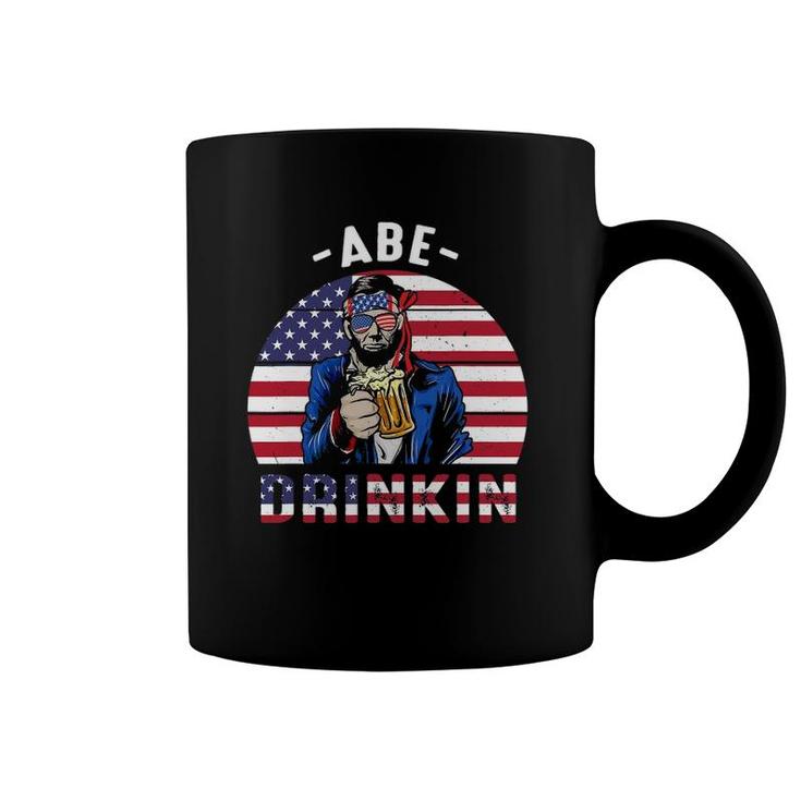 4Th Of July Drinkin Like Lincoln Abraham Abe American Flag Coffee Mug