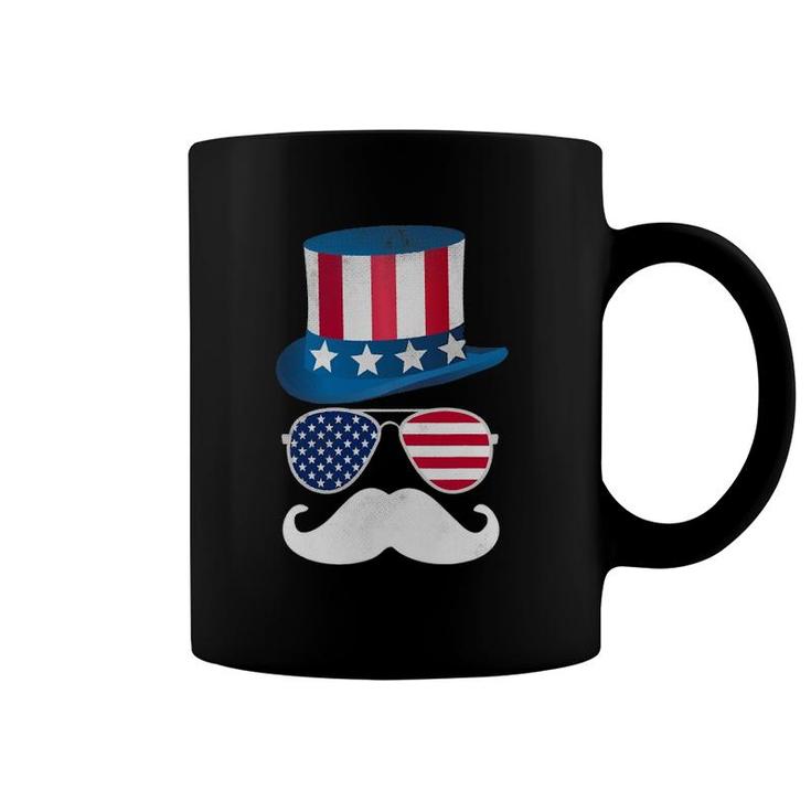 4Th Of July Funny Gift Usa Mustache Man Coffee Mug