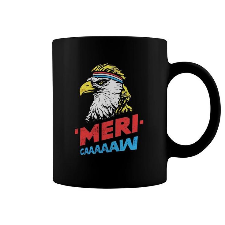4Th Of July 'Meri-Caaaaaw Patriotic American Eagle Mullet Headband Coffee Mug