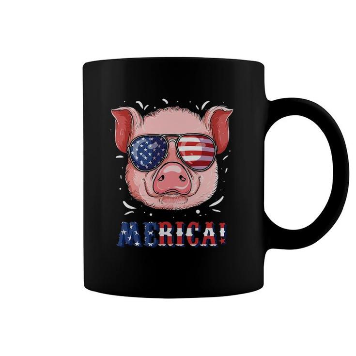4Th Of July Patriot Pig  Gifts Men Women Kids Usa Flag Coffee Mug