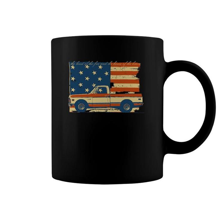 4Th Of July Patriotic Classic Pickup Truck Flag Coffee Mug