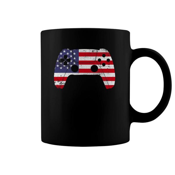 4Th Of July Video Game Gamer Kids Boys Men Usa Flag Coffee Mug