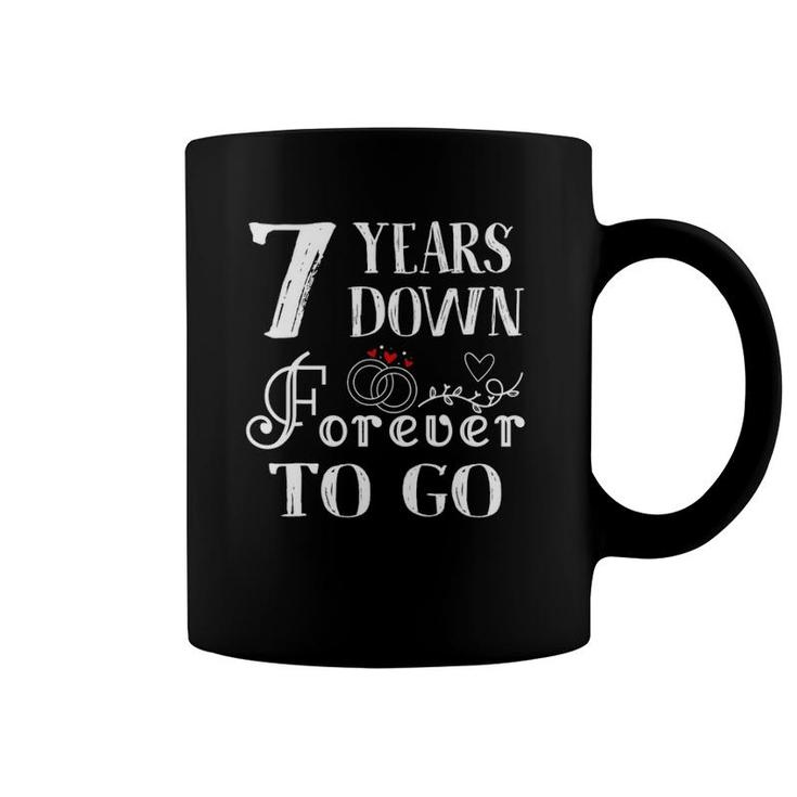 7 Years Down Forever To Go Couple 7Th Wedding Anniversary Coffee Mug