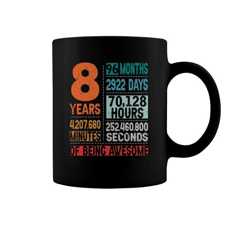 8 Years 96 Months Of Being Awesome 8Th Birthday Countdown Coffee Mug