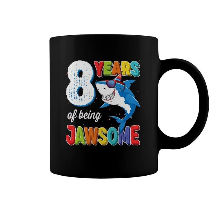 8 Years Old Boys Kids Jawsome Shark 8Th Birthday Coffee Mug