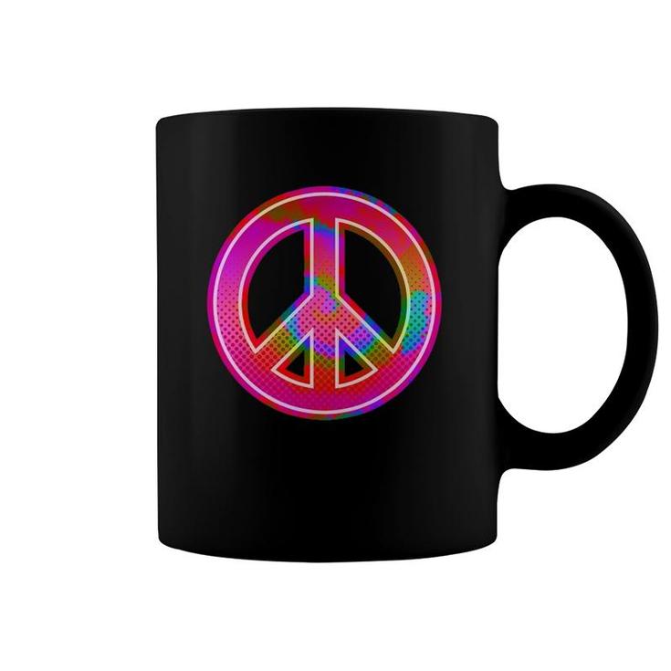 90S Rave  Psychedelic Tie Dye Hippie Peace Sign Coffee Mug